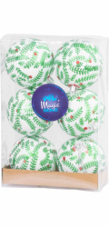 MagicHome Vánoční koule, 6 ks, bílé s třpytivou ozdobou, matné, s dekorem, na vánoční stromek, 8 cm