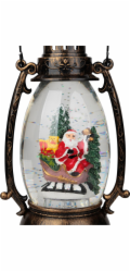 Lampička MagicHome Christmas Retro, LED, se Santou, s třpytkami, černá, 3xAA, plast, 13x11x24/35 cm