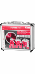 Strend Pro Premium Cutter Set, 6-8-10-20-35-50-68 mm, adaptér, zvětšovač otvorů, fréza, kolečko, M14