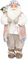 Dekorace MagicHome Vánoce, Santa, s dárkem, růžovo-hnědý, 46 cm