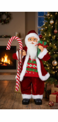 Dekorace MagicHome Vánoce, Santa, s dárkem, červený, 60 cm