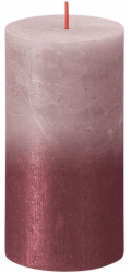 Sviečka Bolsius Rustic, valcová, Vianoce, Sunset Ash Rose+ Red, 130/68 mm