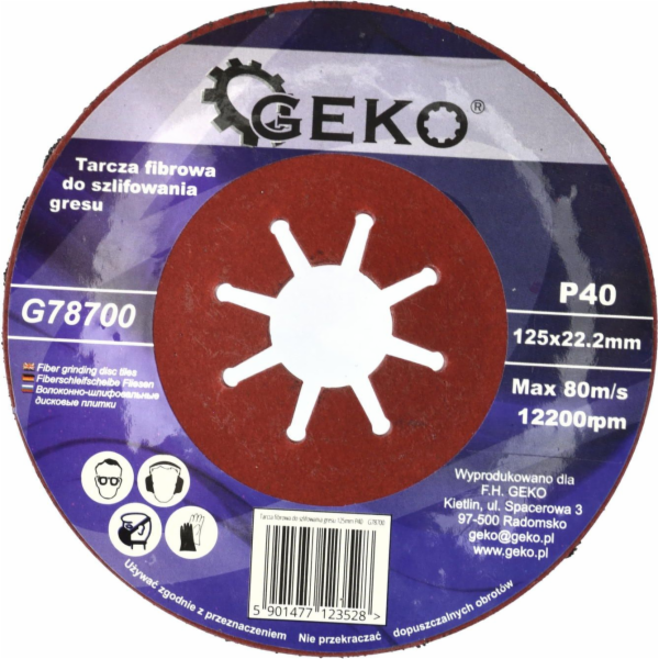 Geko Fiber kotouč na broušení kameniny 125mm P40 (10/200)