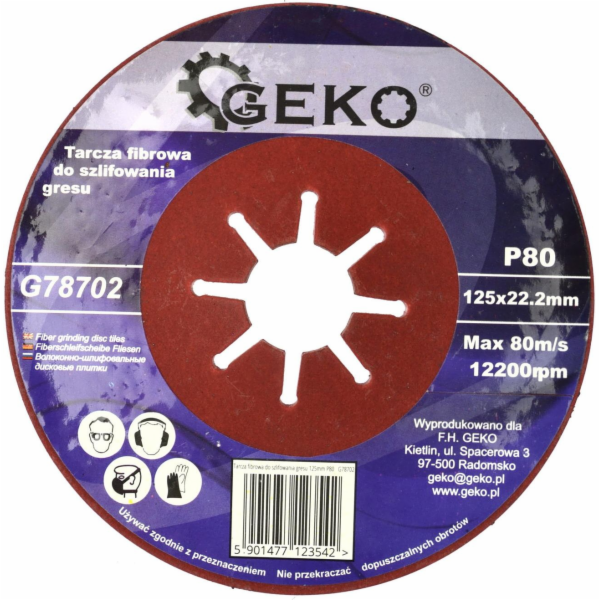 Geko vláknový kotouč na broušení kameniny 125mm P80 10/20...