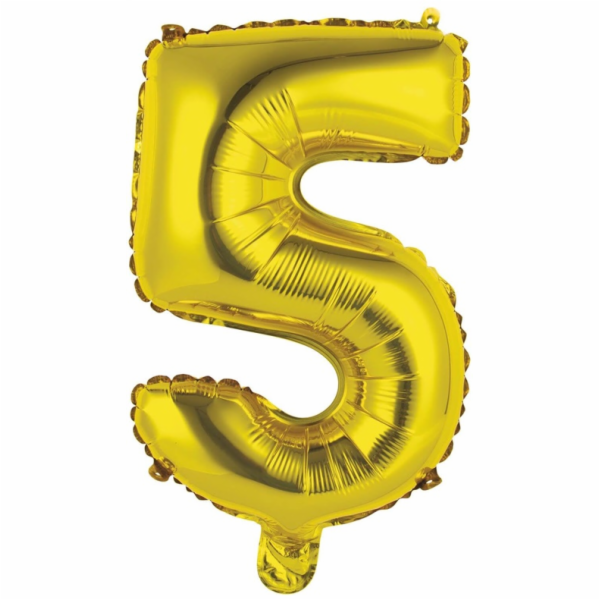 Balónek číslo 5, zlatý, 1 ks.