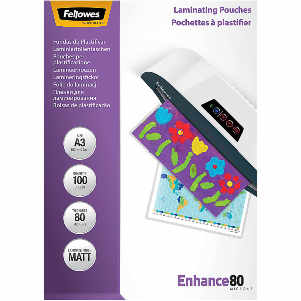 Fellowes Lamin. folie A3  80 mic matny - 100 kusu