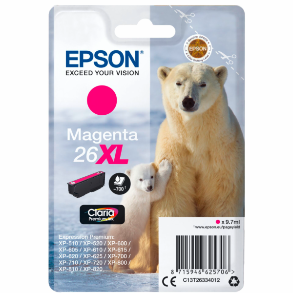 Epson Singlepack Magenta 26XL Claria Premium Ink