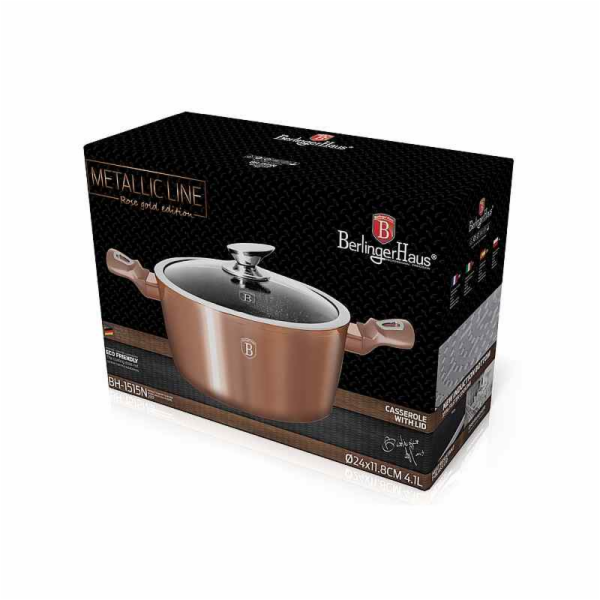 Kastrol s mramorovým povrchem a poklicí 24 cm Rosegold Me...