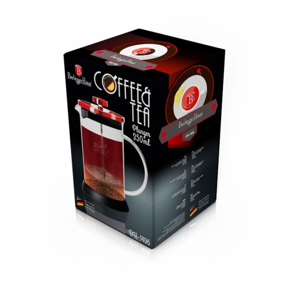Konvička na čaj a kávu French Press 350 ml  Burgundy Meta...