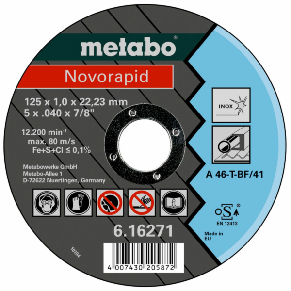 Metabo Novorapid 125x1,0x22,23  Inox