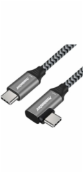 PREMIUMCORD Zahnutý kabel USB-C (USB 3.2 Gen 2, 3A, 60W, 20Gbit/s), hliníkové krytky konektorů, 1m