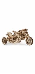 Hračka Ugears 3D dřevěné mechanické puzzle UGR-10 Motorka (scrambler) s vozíkem