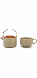 Bredemeijer Tea-for-one Umea beige / Acacia Lid  142024