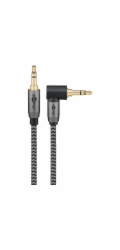 Goobay Propojovací audio kabel Plus AUX 3,5mm stereo, 90° (černý/stříbrný, 5 metrů, úhlový)