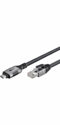 Goobay Ethernetový kabel USB-C 3.2 Gen2 samec > RJ-45 samec (černo-stříbrný, 7,5 metrů, opletený textilní plášť)