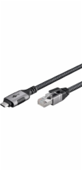 Goobay Ethernetový kabel USB-C 3.2 Gen2 samec > RJ-45 samec (černo-stříbrný, 3 metry, opletený textilní plášť)