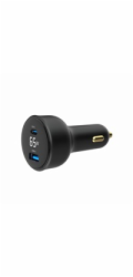 Gembird Rychlonabíječka do auta 2xUSB-A+C, Type-C (PD), LCD, 65W, černá