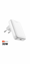 Nabíječka FIXED GaN síťová Slim s USB-C výstupem a podporou PD, 30W, bílá