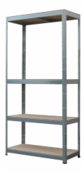 Regály, kov, MDF, 4 police, 700x300x1500 mm, max. 150 kg/polici