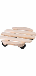 Podstavec Strend Pro, 30x7 cm, pod kvetináč, na kolieskach, posuvný, stojan, max. 50 kg, drevo, okrú