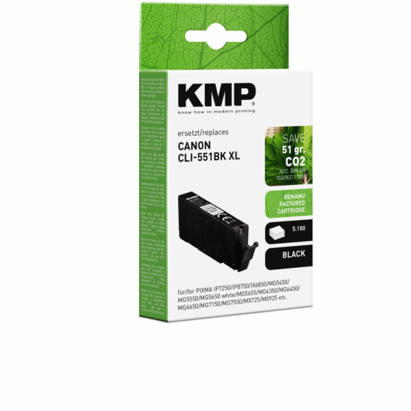 KMP ink black replaces  Canon CLI-551 BK XL 6443B001