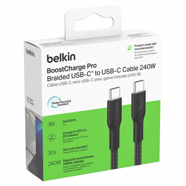 Belkin USB-C/USB-c Cable 240W 3m  braided, white CAB025hq...