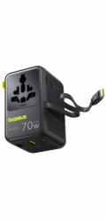 Baseus EnerCore CG11 Charger  Retractable 2AC+2U + 70W, Black