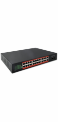 Qoltec SWITCH Gigabitový ethernetový síťový přepínač PoE | 24x RJ45 | 2x SFP | 1000 Mb/s