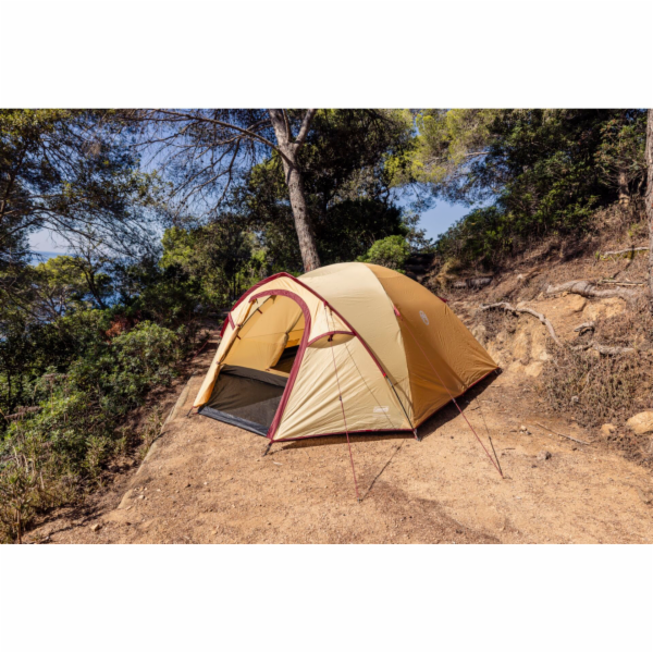 Coleman Darwin 4 Plus Summer (béžová/tmavě červená)