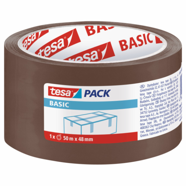 Tesa® BASIC, balicí páska, lepicí, hnědá, 48 mm, L-50m