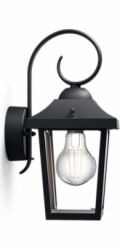 BUZZARD ČERNÉ NÁSTĚNNÉ SVÍTIDLO FASÁDNÍ NÁSTĚNNÉ SVÍTIDLO 1X E27/ 60W IP44 HLINÍK/ SKLO
