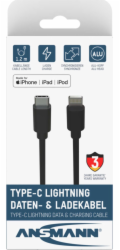 Ansmann Adaptérový kabel USB 2.0, zástrčka USB-C > zástrčka Lightning (černý, 1,2 metru, nabíjení až 60 wattů)