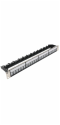 XtendLan PP19-24N-N XtendLan Patch panel 19", 24 portů, neosazený, stíněný, černý, ,CAT5e,6,6A,7, vyvazovák