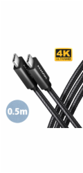 AXAGON BUCM32-CM05AB, SPEED+ kabel USB-C <-> USB-C, 0.5m, USB 20Gbps, PD 100W 5A, 4K HD, ALU, oplet