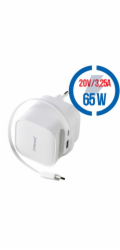 Intenso Power Adapt. W65ACIC 65W  2xUSB-C/USB-A ausziehb.Kab. weiß