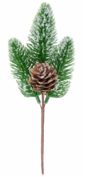 MagicHome Vánoční větvička, přírodní, zasněžená, 18 cm