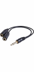 Kabel Jack 3,5mm - Jack 3,5mm x2 0,2m černý