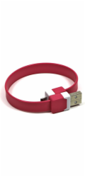 USB kabel Logo microUSB poutko na zápěstí, růžové