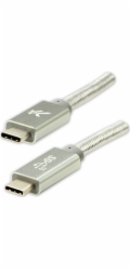 Kabel USB kabel USB kabel (3.2 Gen 2), USB C M - USB C M, 1M, dodávka napájení 100 W, 10 GB/S, 20V/5A, Silver, Logo, Box, Nylon Braid, Aluminium Braid