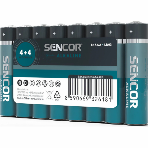 baterie Sencor 1,5  AAA  8-pack  folie/S