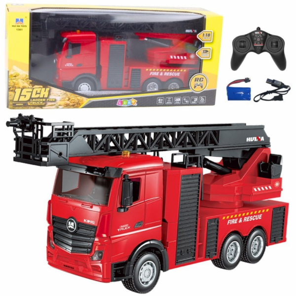 Hasičské auto Výsuvný žebřík vodní sprej Huina 1:18
