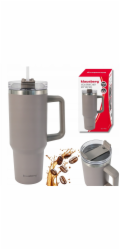 Klausberg Velký termohrnek s brčkem na vodu do auta 1100ml KLAUSBERG KB-7943 Šedý