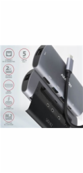 AXAGON HMC-6M2, USB 3.2 Gen 1 hub, porty 2x USB-A, HDMI, RJ-45 GLAN, SATA M.2 slot, PD 100W, kabel USB-C 18cm