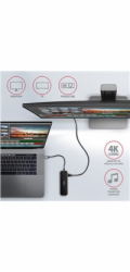 AXAGON HMC-6GL, USB 3.2 Gen 1 hub, porty 3x USB-A, HDMI 4k/30Hz, RJ-45 GLAN, PD 100W, kabel USB-C 20cm
