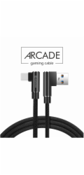 Swissten textilní datový kabel Arcade USB / USB-C 1,2 M /L konektory/ Černý
