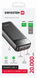 Swissten Power bank 20000 mAh POWER LINE II - černá