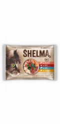 SHELMA Rich in salmon, cod, beef and chicken - mokré krmivo pro kočky - 4x85g