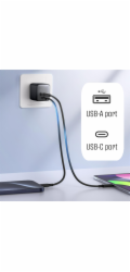 Adaptér USB iPEAX GaN USB/USB-C 90010128 Black