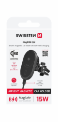Swissten Magnetický Držák do Ventilace Auta MagRide s Bezdrátovým Nabíjením Qi2 15W (Kompatibilní s MagSafe)