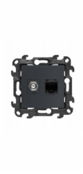 Kontakt-Simon Simon 24 anténní zásuvka F + počítač RJ45 kat. 6 grafit matný NASFRJ45.01/38